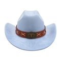 Cappello da cowboy celeste in finta pelle scamosciata con stemma teschio di bue vintage - Azzurro