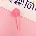 Pink resin lollipop charm pendant with silver metal ring for DIY jewelry making - Pink Lollipop