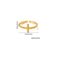 Minimalist 18k gold plated stainless steel ring with beaded cross design - Adjustable Open / Beaded Cross Shape Ring (TYGR0140)
