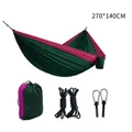 Portable nylon parachute hammock in dark green and pink with full accessory kit - 270x140cm / Rope Style / Dark Green/Purple