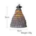 Handmade grey knitted cone lampshade with hanging hook for camping and home decor - 15*15cm (Bulb Not Included)