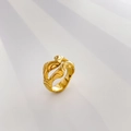 Macro shot of 18K gold plated ring with sculptural lava-inspired fluid design - Sexy Lips Style