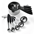 10-piece stainless steel measuring cups and spoons set with black silicone handles - 10 Piece Black Handle Set
