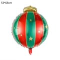 Inflatable 53x68cm Christmas ornament foil balloon with stars and striped pattern - Red Green Round Ball with Hat / 53x68cm