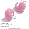 Pink enamel comma earrings in 18K gold plated stainless steel, 24.5mm fashion stud design - Comma Tail Enamel Stud Earrings (Pink)