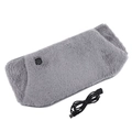 Gray plush USB heated waist belt with power button and soft synthetic fiber texture - Gray