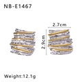 Two-tone silver and 18K gold plated geometric earrings with wavy textured bow design - Wavy Texture Style (NB-E1467)