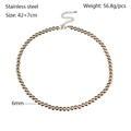 6mm gold beaded stainless steel stretch chain necklace with lobster clasp and extension - 6mm Gold Stainless Steel Bead Necklace (KN238527-Z)