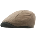 Herren Schiebermütze aus Baumwolle in Dunkelkhaki mit schwarzem Schirm und Twill-Struktur - Khaki