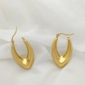 Detailed close-up of gold U-shaped earrings on elegant white silk fabric background - Flat U-Shape Style (XL1464-33)
