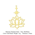 Gold plated stainless steel lotus pendant showing 30x44mm size and weight details - Gold Lotus Star (5 Pack)