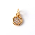 Elegante ciondolo rotondo placcato oro con zirconi brillanti su sfondo bianco pulito - 01-Tondo Dorato Zirconia