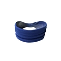 Detail view of navy blue wide elastic headband with layered folds and textured knit fabric - Solid Royal Blue