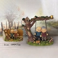 Elderly couple on a tree swing resin figurine decoration, 19x9x17cm home gift - 935-10 On a Swing