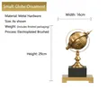 Small gold crystal ball globe ornament with brushed metal finish and tiered base - Gold Small Style (0058 Small Globe)