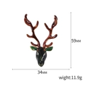 Broche tête de cerf émaillée verte avec bois marron et bordure dorée, 34mm x 59mm taille - Tête de Renne Verte (1799)