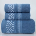 Blue cotton bath towel set with geometric heart jacquard patterns on marble background - Maze Heart Pattern Hand Towel (Blue) / 34*74cm