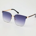 Frameless oversized sunglasses with purple gradient lenses and gold metal temples - Gradient Grey