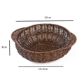 Dark brown woven fruit basket with side handles and 32cm diameter for home storage - Pot Shape Dark Large Basket / Top 32cm Height 8cm Base 16.5cm