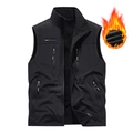 Herren Outdoor Weste Schwarz Stehkragen Fleece-Futter und vier Reißverschlusstaschen - M / Schwarz