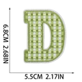 Detail showing the size and texture of yellow plaid letter D Easter embroidery patch - Letter D