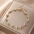 Colorful ladybug bracelet with gold-plated links and vibrant gemstone inlay for women - Colorful Ladybug Bracelet