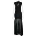 Abito lungo nero sexy senza maniche con cut-out e orlo a sirena in tulle trasparente - M / Nero