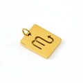 Gold plated stainless steel rectangular pendant with cutout Scorpio zodiac symbol - Scorpio