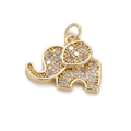 Macro view of golden elephant pendant with zircon stones and connector ring - CX136-8 Elephant