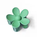 Grass green matte floral hair claw clip with elegant minimalist five-petal design - 7cm / Dark Green