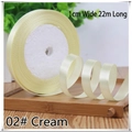 1cm width cream yellow satin ribbon for gift wrapping, 22 meters polyester roll - 02# Cream Yellow