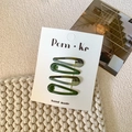 Set of 4 dark green and tortoiseshell waterdrop hair clips on display card - Style 18-Green Tortoiseshell