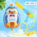 Cute penguin backpack water gun with cartoon theme and blue spray for summer pool fun - Penguin Style (103-2)