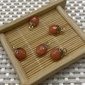 Faceted oval orange tiger eye stone pendants with golden leaf caps for DIY jewelry - No.28 Orange Gemstone