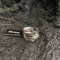 Bague ouverte multicouche irrégulière en argent S925 avec texture de lave sur roche - Style Lave Multicouche / Argenté