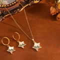 Set aus Sternanhänger-Halskette und Ohrringen in Gold mit Muschel-Inlay und blauen Steinen - Gold Blau Diamond Weiße Muschel Stern Set