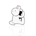 Minimalist enamel bunny brooch featuring a cute white rabbit in ballet dance pose - Yoga Rabbit A