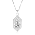 Pendaglio esagonale in acciaio inossidabile con rilievo di coniglio e luna - Collana Colore Argento con Pendente