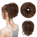 Messy bun hair piece in dark brown synthetic hair for voluminous updo styling - Dark Brown Mixed