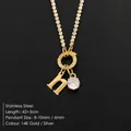 Elegant 14K gold plated stainless steel letter N initial necklace with sparkling CZ pendant - Letter N