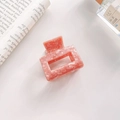 Pink floral acetate rectangle hair claw clip with vintage marble texture for women - Diamond Pink