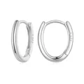 Classic minimalist S925 sterling silver hoop earrings with polished mirror finish - Round Style / Silver