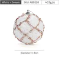 White Christmas ball with coffee bronze beaded mesh pattern and silver hanging cap - White Gold Plaid Foam Ball 8CM