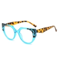 Occhiali anti luce blu cat eye con montatura blu lago e stanghette con stampa leopardata - Montatura Leopardo Blu