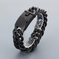 Pulsera de eslabones cubanos negros pulidos de 18 mm para hombre con cierre de espejo - Negro