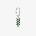Orecchini a cerchio in argento S925 con pendente a foglia e zirconi verdi lucidi - Argento 925 / Argento con strass verde