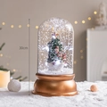 Antique bronze 30cm Christmas snow globe with snowmen and LED light decorations - Cylindrical Dome Snowman Family (Height 30cm)