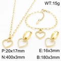 Set gioielli cuore dorato con collana bracciale e orecchini con zirconi a taglio brillante - Set Promozionale In Due Pezzi Color Oro Ks204185-klx