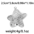 Silver star pendant in 304 stainless steel with ocean texture 2.5cm size - Star / Silver