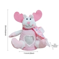 Pink reindeer plush Christmas gift bag with a heart-shaped window for sweets and treats - Pink Heart Apple Bag Reindeer